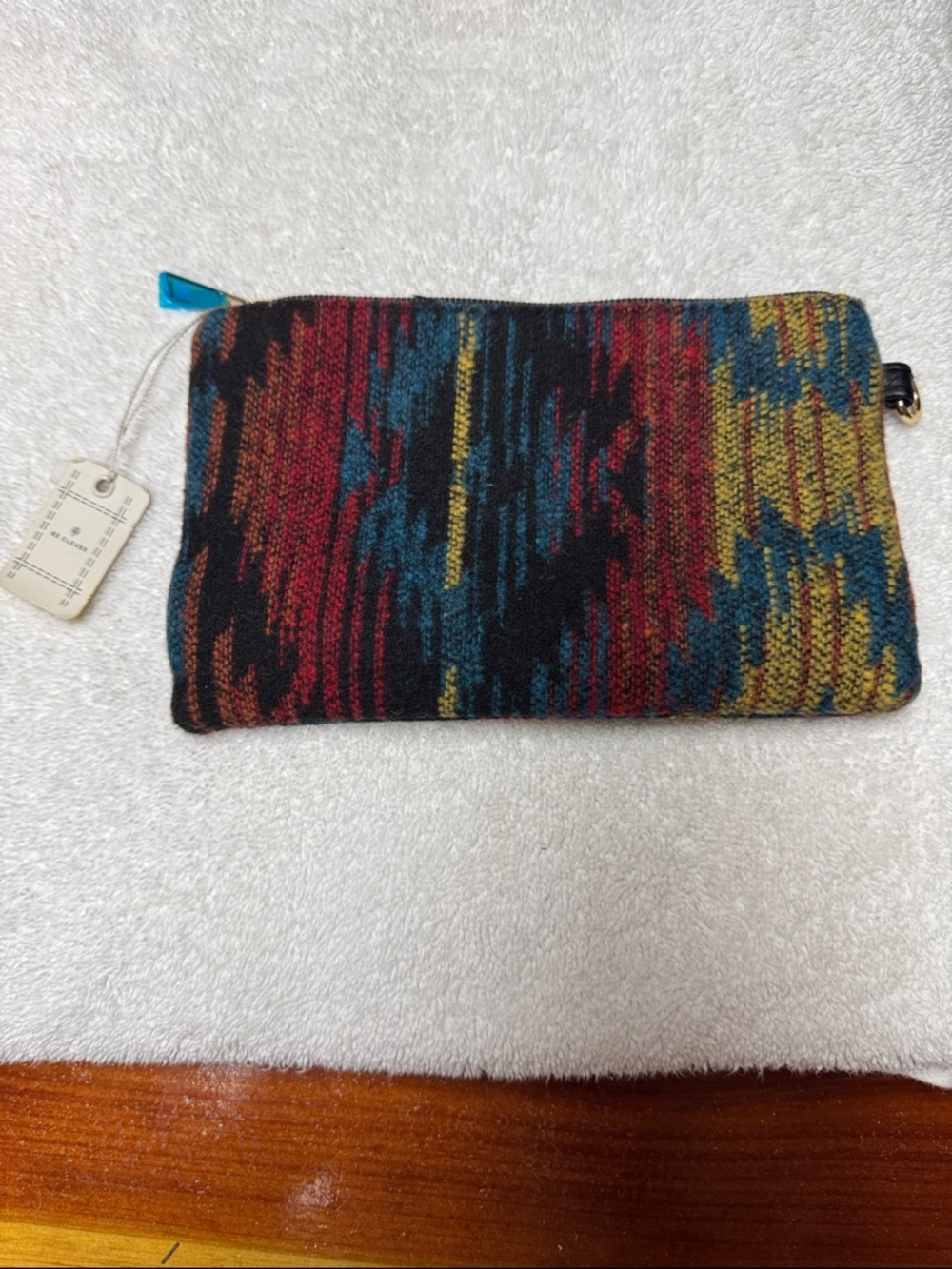 Woven Multicolor Aztec-Pattern Clutch